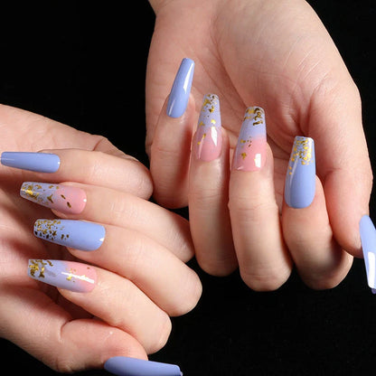 Set of 24 fake nails with nail art tool, showing colours A1 to A46, dimensions 13.5x6.8x1.2 cm