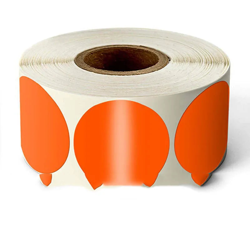 Colour marker sticker roll paper showing round stickers in nine different colours on roll format