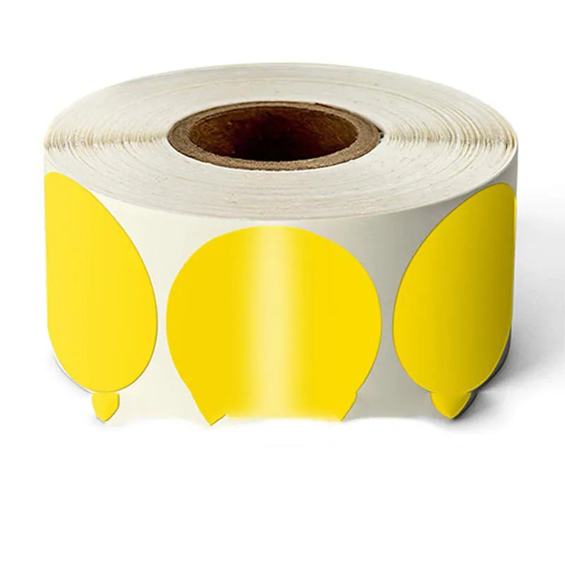 Colour marker sticker roll paper showing round stickers in nine different colours on roll format