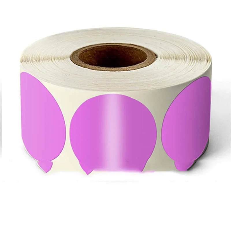 Colour marker sticker roll paper showing round stickers in nine different colours on roll format