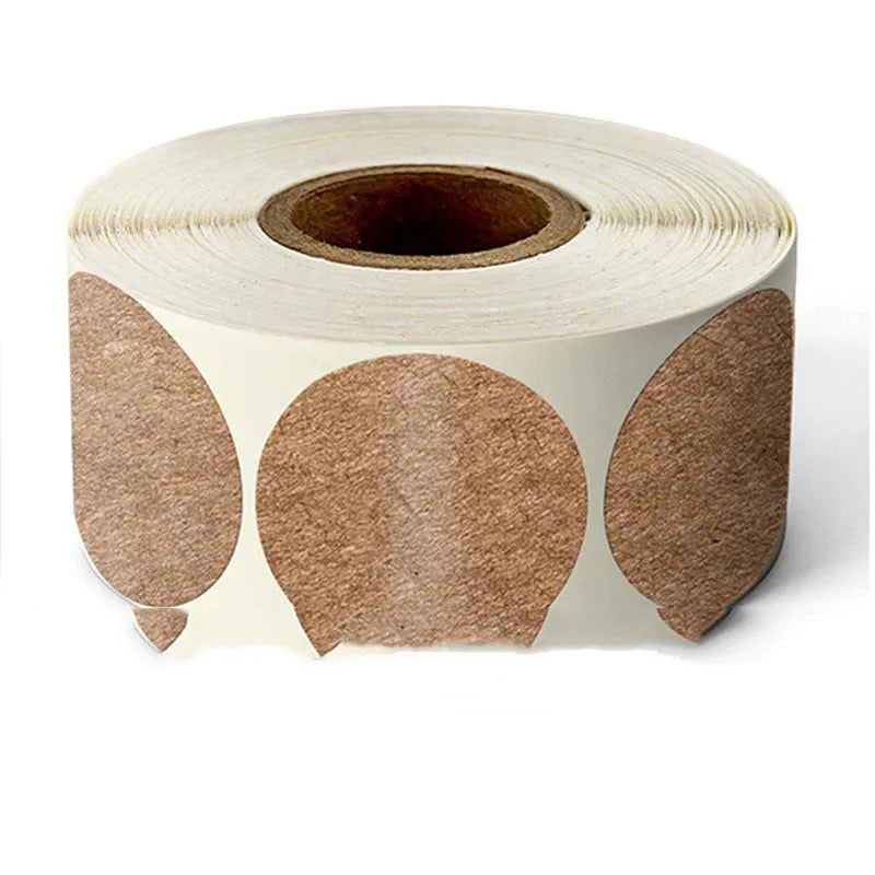 Colour marker sticker roll paper showing round stickers in nine different colours on roll format