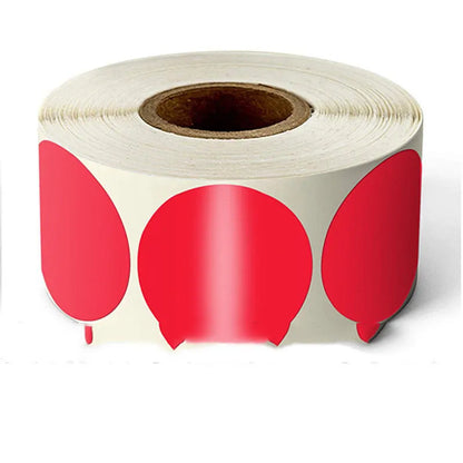 Colour marker sticker roll paper showing round stickers in nine different colours on roll format