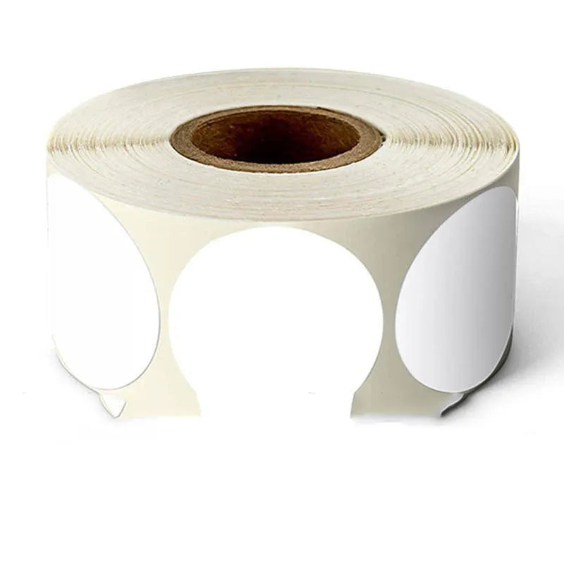 Colour marker sticker roll paper showing round stickers in nine different colours on roll format