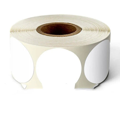 Colour marker sticker roll paper showing round stickers in nine different colours on roll format