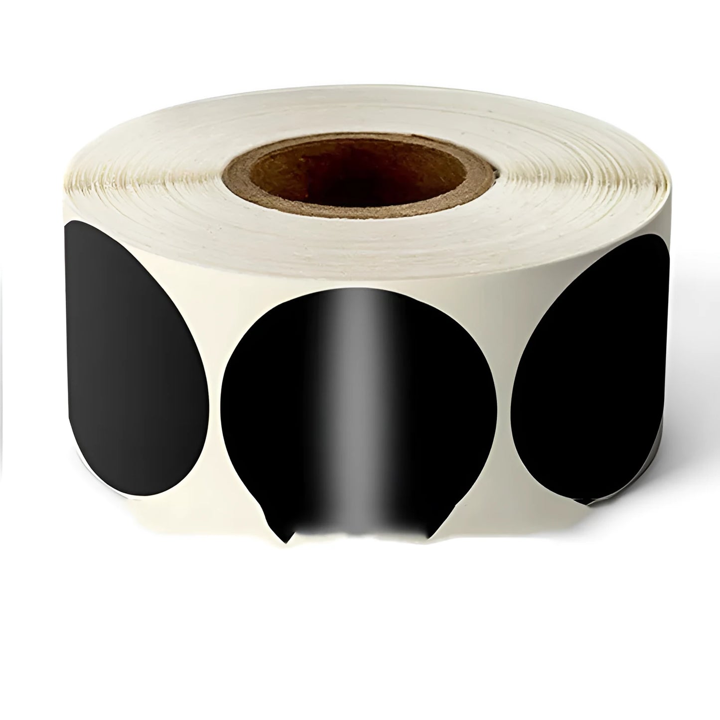 Colour marker sticker roll paper showing round stickers in nine different colours on roll format