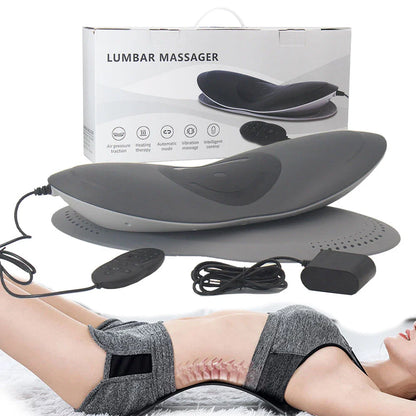 Premium lumbar support massage device with intelligent traction, heat therapy, and vibration massage functions for relieving back pain and muscle fatigue