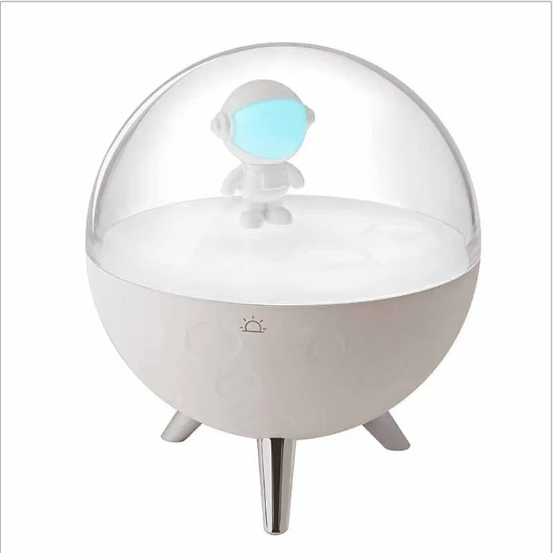 A modern simple style USB-powered cartoon LED night light showing white and blue light colour options.