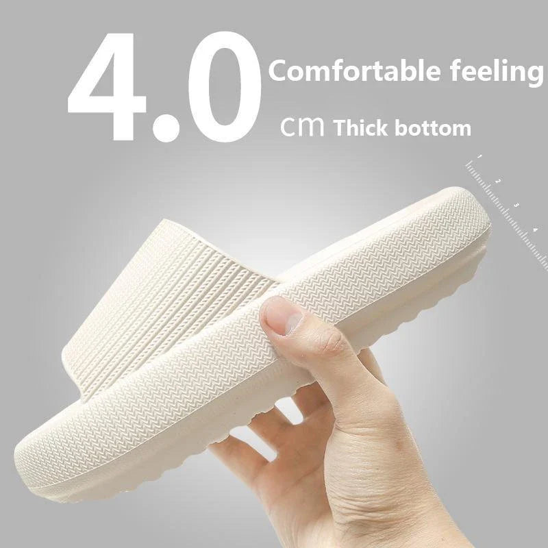 Cozy slip-on slippers in various colors for men and women, featuring soft fabric upper and non-slip EVA soles