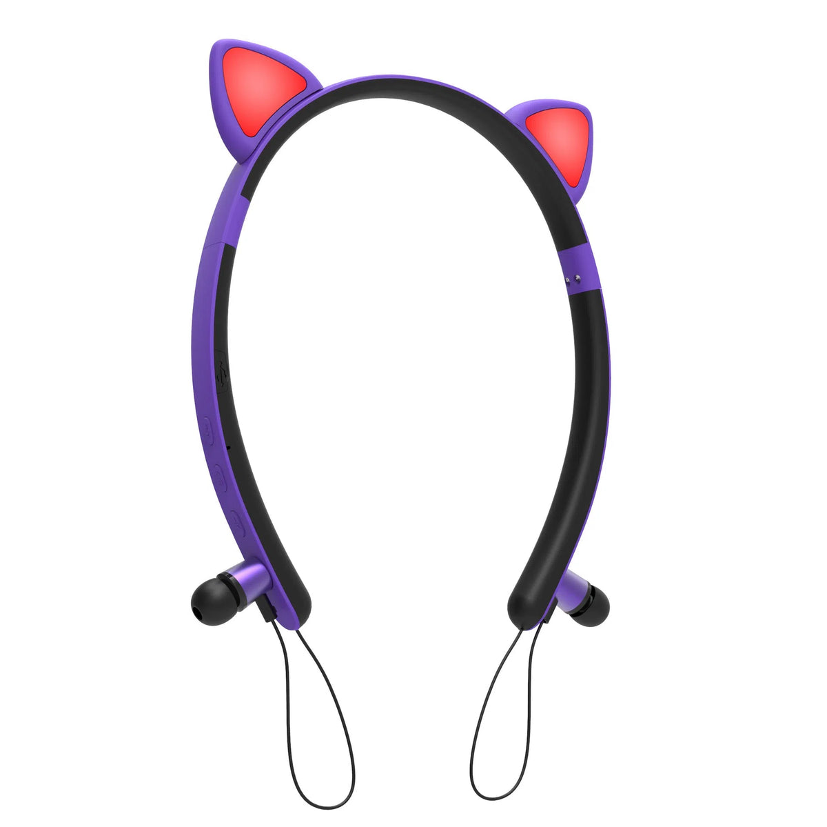 LED glowing cat ear Bluetooth headphones with microphone, detachable earmuffs, 17.5 x 2 x 20 cm headband, purple yellow blue pink