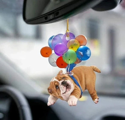 Charming dog-shaped car decoration with vibrant parachute accent, made of durable acrylic for versatile use.