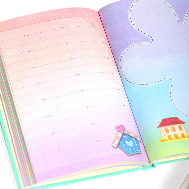 Primary school student diary book with lock code, boxed notebook gift set for girls, 32K size with wireless glue binding, available in four colour options: pink hope to fly, blue hope to fly, green hope to fly, and orange hope to fly designs