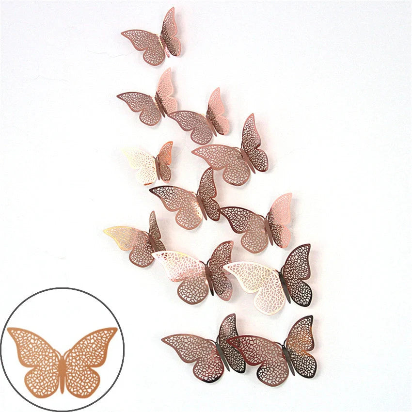 3D Hollow Butterflies Mirror Wall Stickers for Kids Rooms and Home Decor