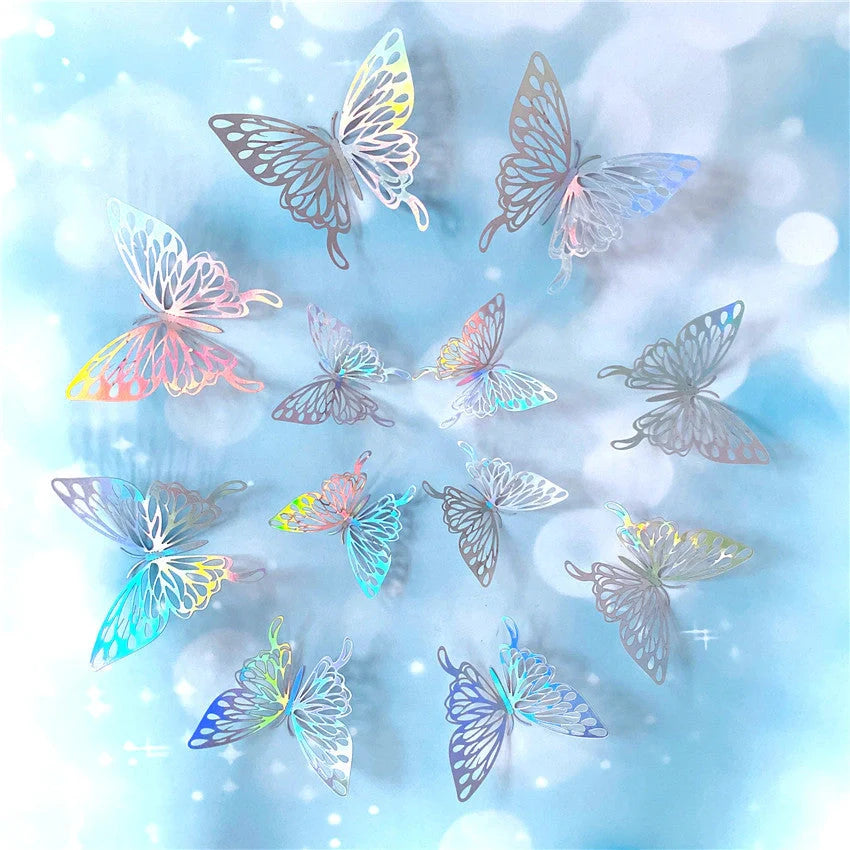 3D Hollow Butterflies Mirror Wall Stickers for Kids Rooms and Home Decor