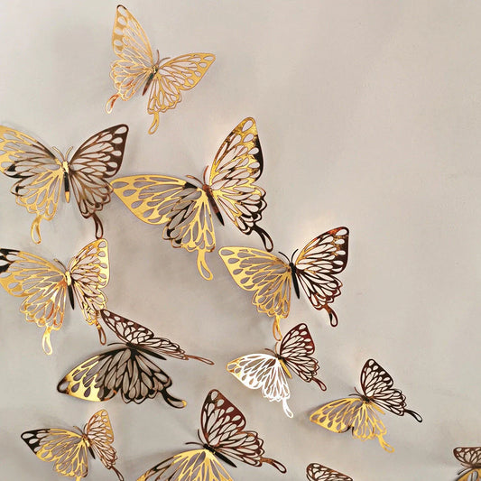 3D Hollow Butterflies Mirror Wall Stickers for Kids Rooms and Home Decor
