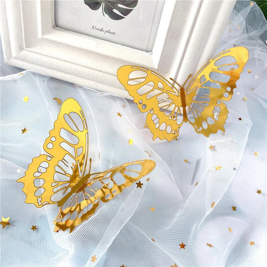 3D Hollow Butterflies Mirror Wall Stickers for Kids Rooms and Home Decor