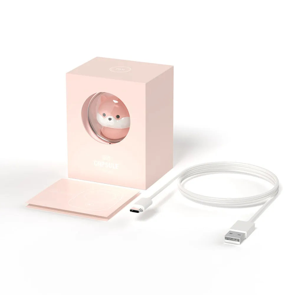 White squirrel design USB rechargeable hanging neck fan with three speed settings