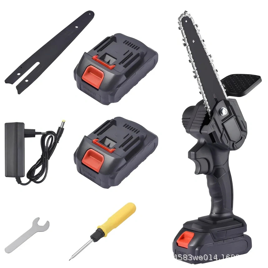 6-inch cordless electric chain saw with lithium battery and 1000W motor for garden cutting