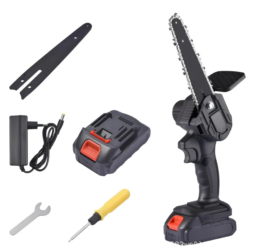 6-inch cordless electric chain saw with lithium battery and 1000W motor for garden cutting