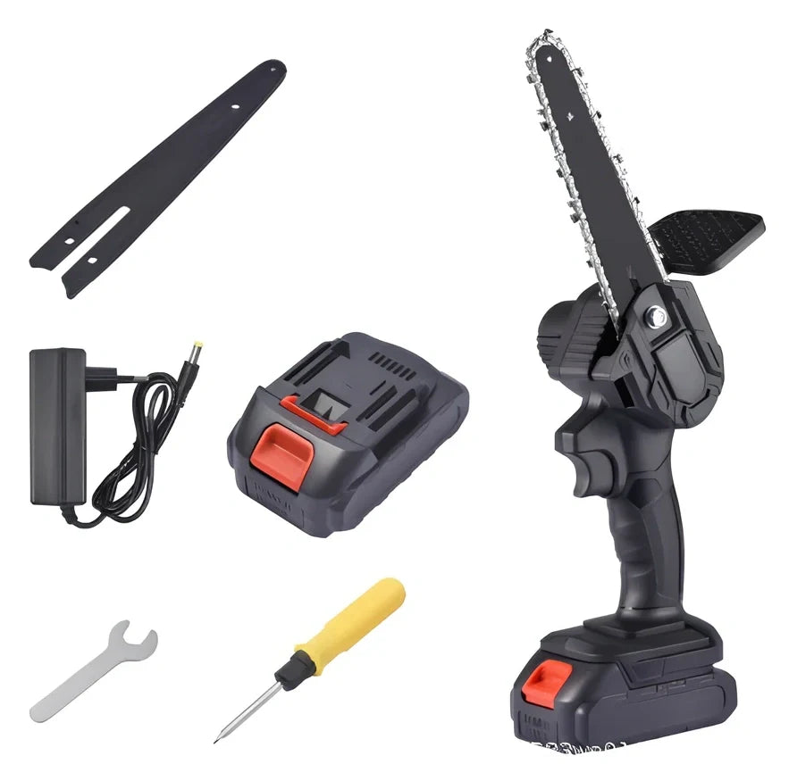 6-inch cordless electric chain saw with lithium battery and 1000W motor for garden cutting
