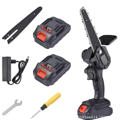 6-inch cordless electric chain saw with lithium battery and 1000W motor for garden cutting