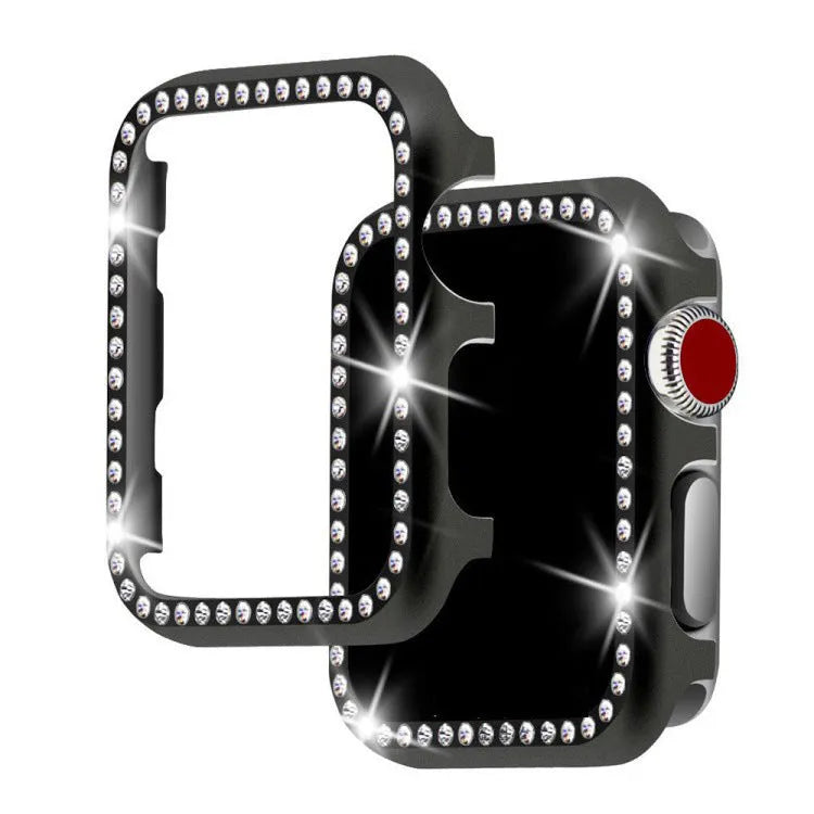 Apple Watch aluminium alloy protective case with diamond accents in multiple colour options