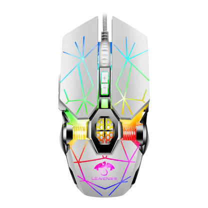 USB wired gaming mouse with RGB, 4000 DPI sensor, 7 buttons, four-way wheel, 1.5m cable, black or pink or white
