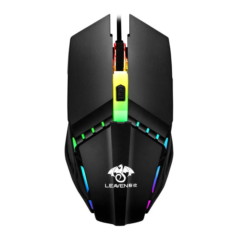 USB wired gaming mouse with RGB, 4000 DPI sensor, 7 buttons, four-way wheel, 1.5m cable, black or pink or white