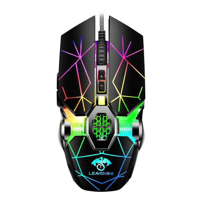 USB wired gaming mouse with RGB, 4000 DPI sensor, 7 buttons, four-way wheel, 1.5m cable, black or pink or white