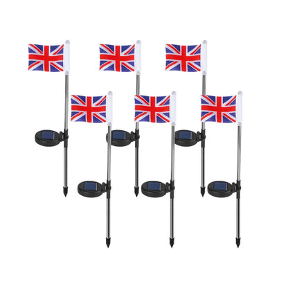 Solar garden flag light with American flag design on stainless steel pole, 34cm tall
