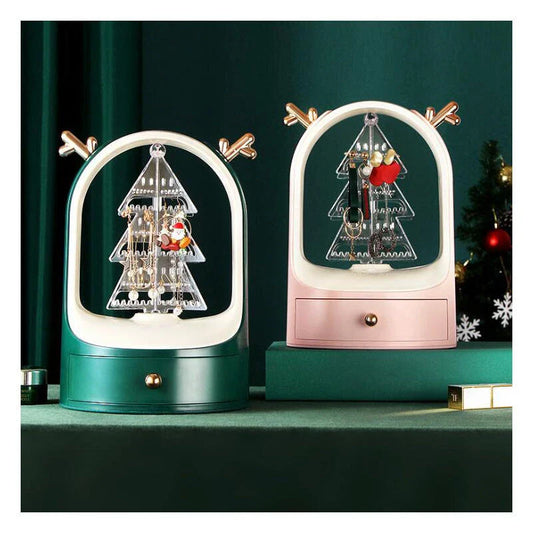 Elegant jewellery organiser with starry sky design, offering rotating display and ample storage for earrings, necklaces, and other treasures