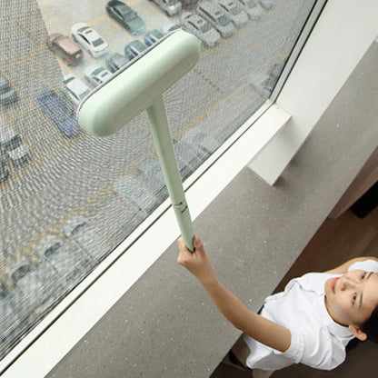 Long white plastic window cleaning brush with a double-sided wipe head on a 52cm handle.