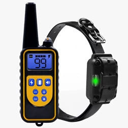 Electric dog training collar with remote control, adjustable levels, and waterproof design