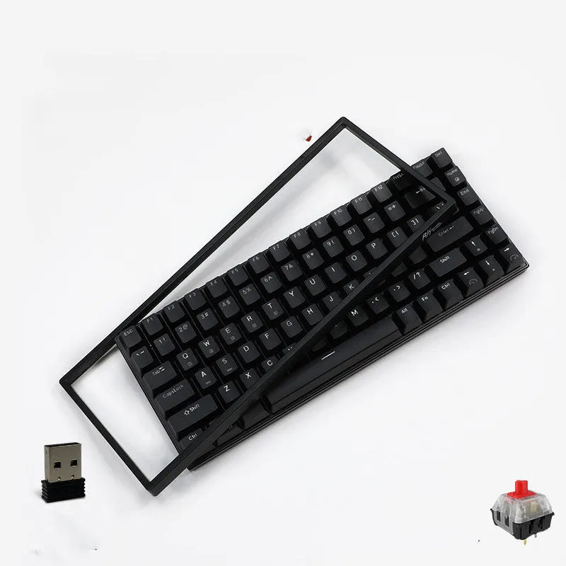 84-key three-mode mechanical keyboard with hot-swappable switches in black or white case