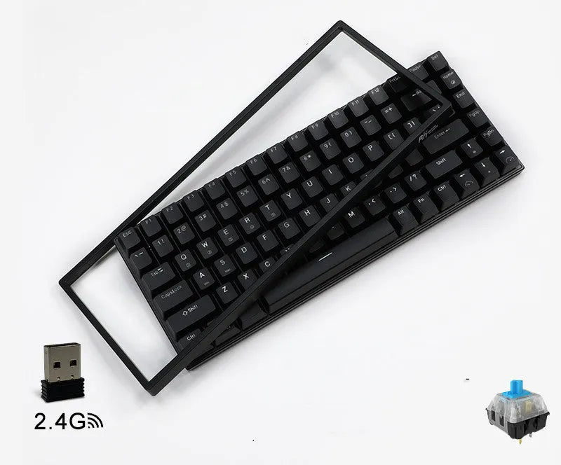 84-key three-mode mechanical keyboard with hot-swappable switches in black or white case
