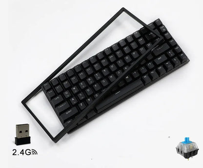 84-key three-mode mechanical keyboard with hot-swappable switches in black or white case