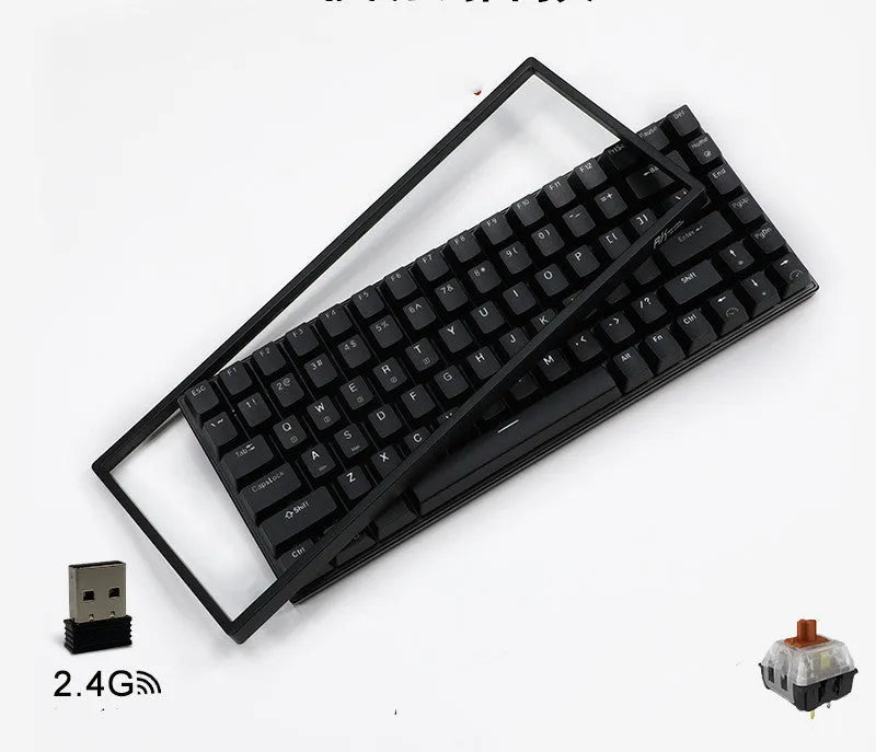 84-key three-mode mechanical keyboard with hot-swappable switches in black or white case