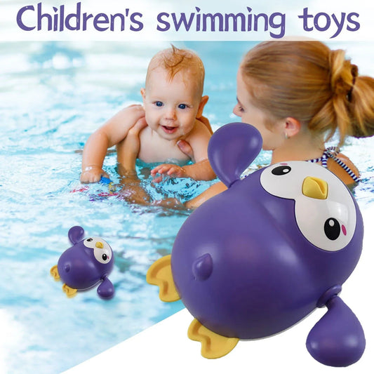 Colourful wind-up penguin bath toys that float, swim, and waddle across the tub, providing endless entertainment for children during bath time