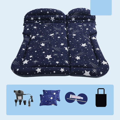 Luxury Inflatable Car Mattress for SUVs, featuring a plush flocking surface, convenient folding design, and easy inflation/deflation process for comfortable in-car napping and outdoor adventures.