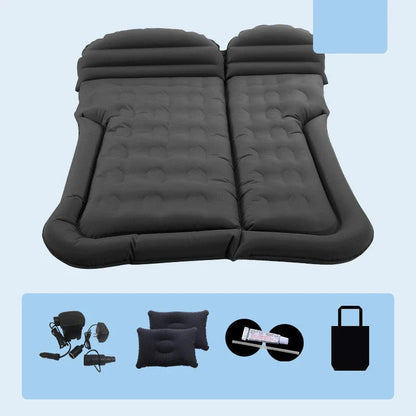 Luxury Inflatable Car Mattress for SUVs, featuring a plush flocking surface, convenient folding design, and easy inflation/deflation process for comfortable in-car napping and outdoor adventures.