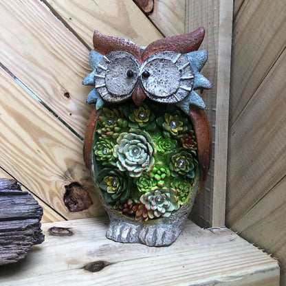 Decorative solar-powered owl-shaped outdoor light for backyard, patio, or garden use