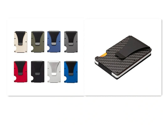 Sleek carbon fibre wallet with aluminium alloy card holder in various colours