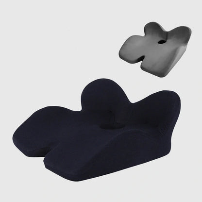 Non-slip memory foam seat cushion with posture correction and hollow out design