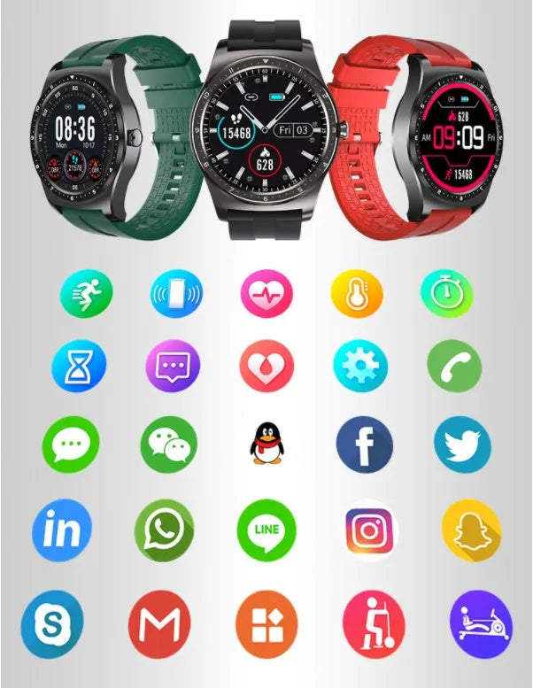 Black full touch smart watch with heart rate monitor on a silicone strap, showing the 1.69-inch display.