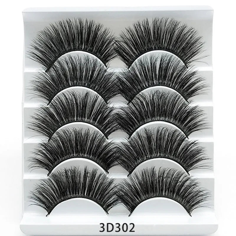 Mink False Eyelashes 3D False Eyelashes Five Pairs Of Soft Cotton Stalk Eyelashes Cross Section Style Pure Handmade Imitation Mink Eyelashes For Daily Wear And Events