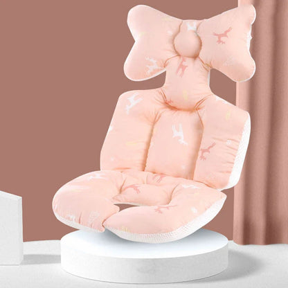 Padded baby stroller cushion in a variety of colorful, gender-neutral patterns for comfort and style