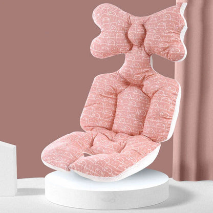 Padded baby stroller cushion in a variety of colorful, gender-neutral patterns for comfort and style