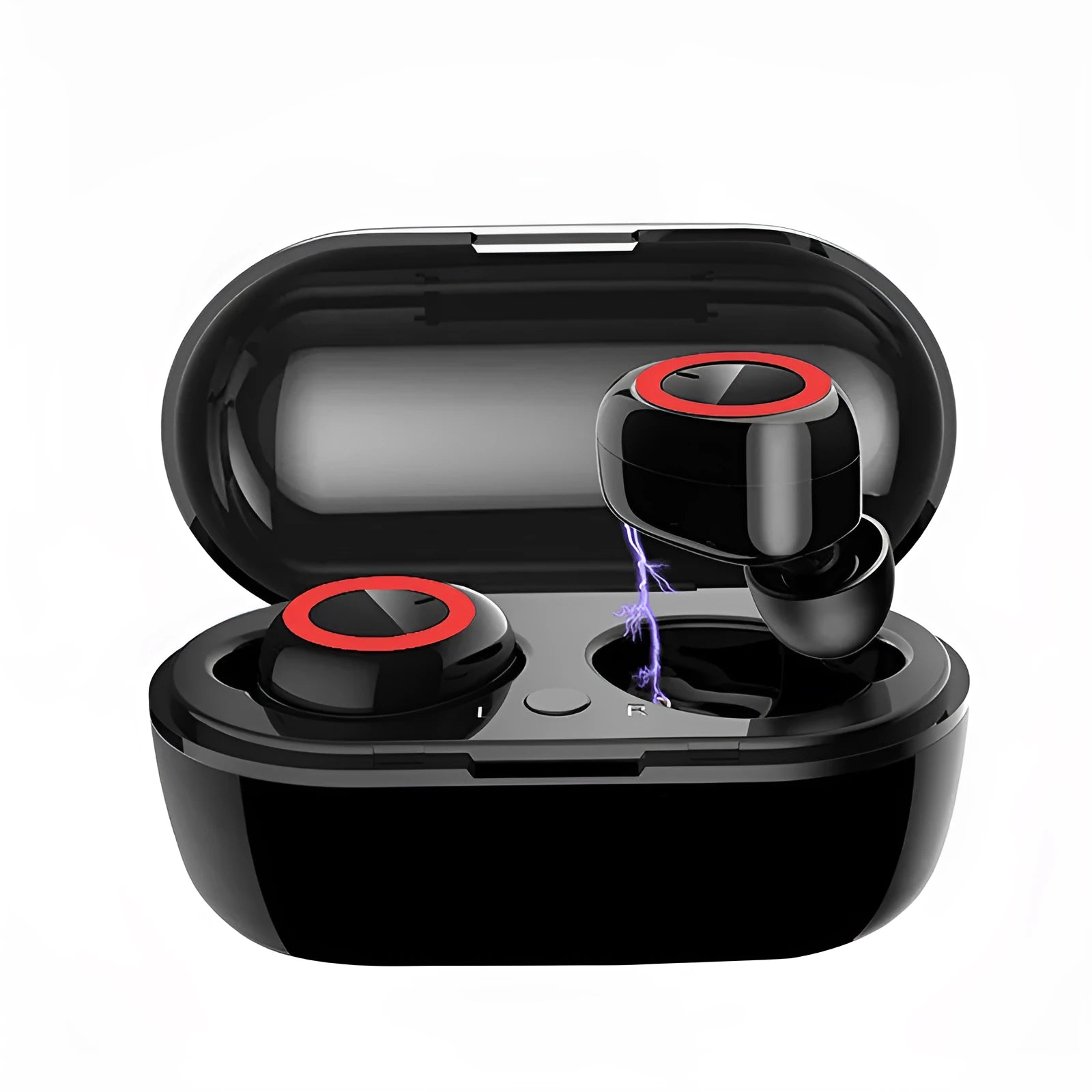 TWS Bluetooth headset with earplug-style bilateral stereo design in black and white colour options
