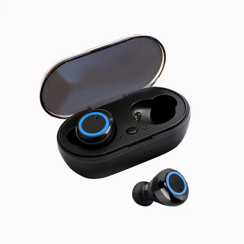 TWS Bluetooth headset with earplug-style bilateral stereo design in black and white colour options