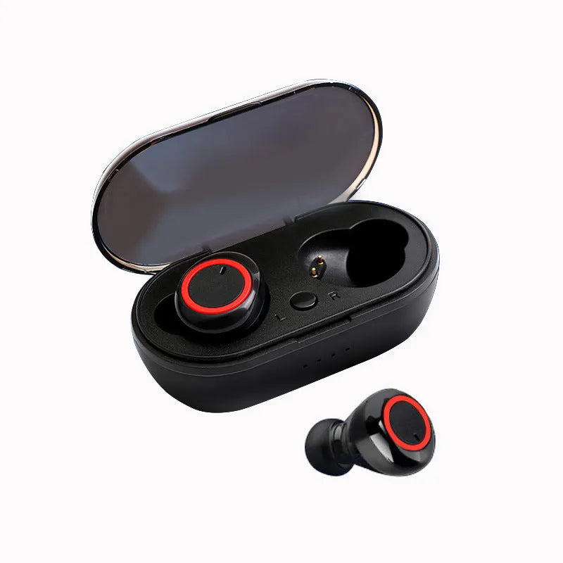 TWS Bluetooth headset with earplug-style bilateral stereo design in black and white colour options