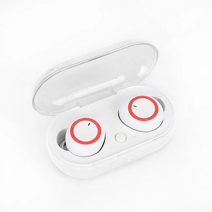 TWS Bluetooth headset with earplug-style bilateral stereo design in black and white colour options